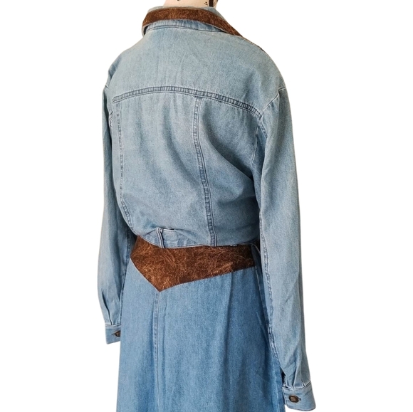 90s denim set embellished shirt & maxi button front skirt - Picture 6 of 10